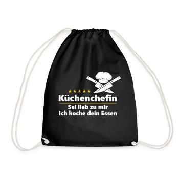Küchenchefin - Turnbeutel - Schwarz - Vorne