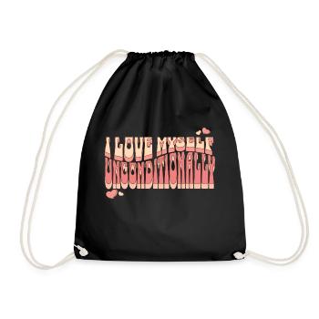 self love affirmation - Drawstring Bag - black - Front