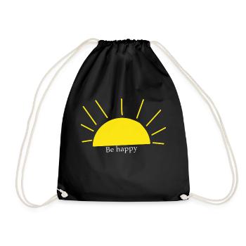 Be happy - Turnbeutel - Schwarz - Vorne
