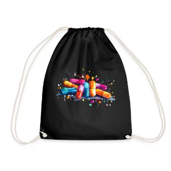 bunte Pillen - Turnbeutel - Schwarz - Vorne