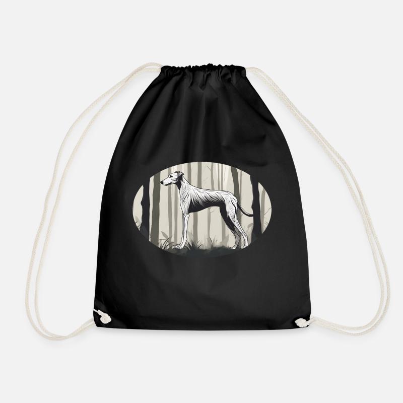 Profile of a Lurcher - Drawstring Bag - black