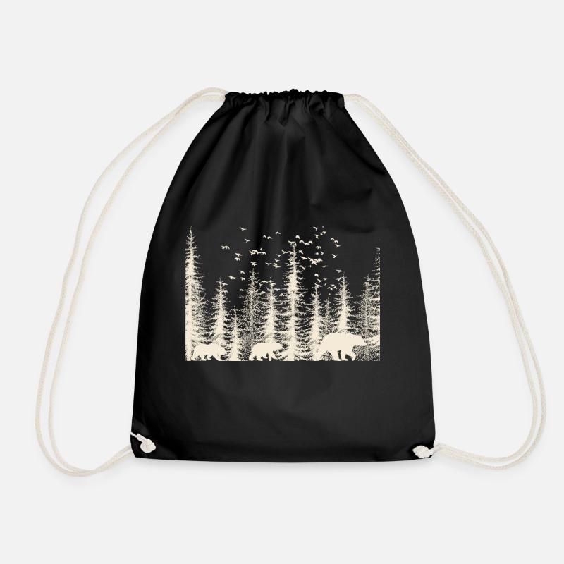 wild nature, dark forest - Drawstring Bag - black