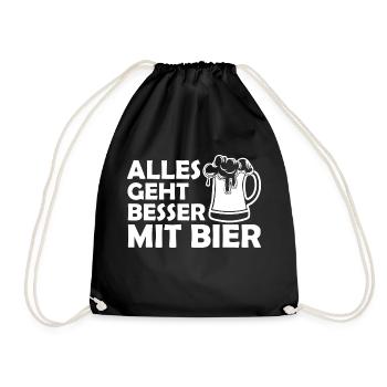 Bier Alkohol Party Getränk - Turnbeutel - Schwarz - Vorne