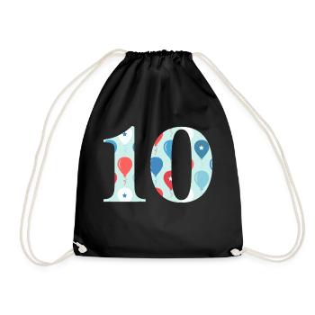 10th anniversary balloon - Drawstring Bag - black - Front