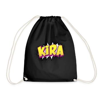 Kira Benutzerdefinierter Name Comic-Stil Pop-Art, Kira - Turnbeutel - Schwarz - Vorne