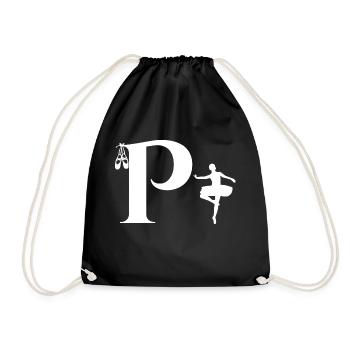 Letter p ballerina - Drawstring Bag - black - Front