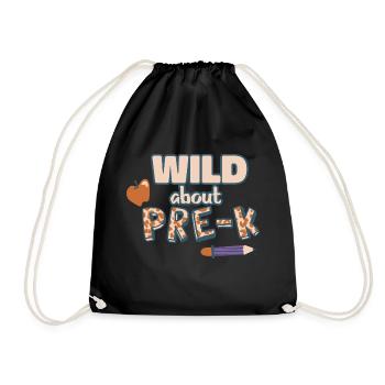 Wild About Pre-K Lehrer Schule Pre-K Tier Drucken - Turnbeutel - Schwarz - Vorne