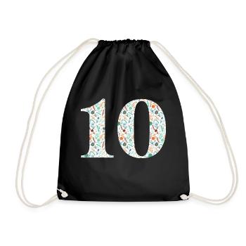 10th Anniversary Floral - Drawstring Bag - black - Front