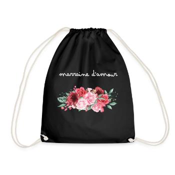 Marraine d’amour fleurs- idée cadeau marraine - Sac de sport léger - noir - Devant