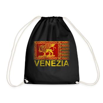 Flag Venice, Serenissima, St. Mark's Lion - Drawstring Bag - black - Front