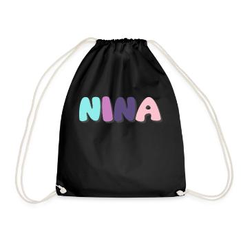 Name - Nina - Turnbeutel - Schwarz - Vorne