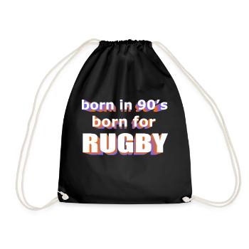 geboren in den 90er Jahren, geboren für RUGBY - Turnbeutel - Schwarz - Vorne