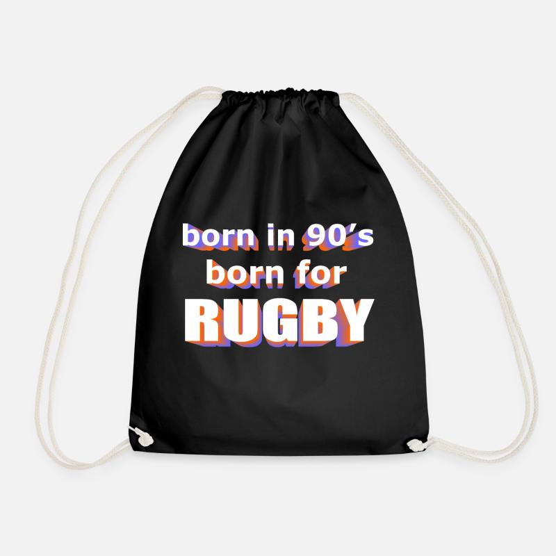 born in 90s born for RUGBY - Drawstring Bag - black