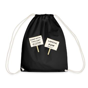 Down With This Sort of Thing - Father Ted Protest - Drawstring Bag - black - Front