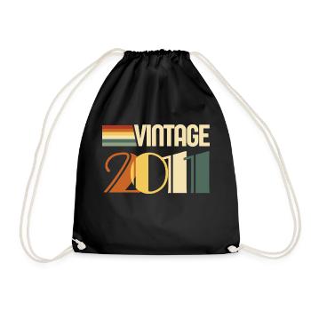 Jahrgang 2011 - 2011 Jubiläumsgeschenk - Turnbeutel - Schwarz - Vorne