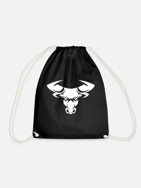 Stier Stierkopf Kopf Logo Steak Beast Gym Horn - Turnbeutel - Schwarz