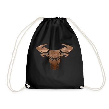 Stier Stierkopf Kopf Logo Steak Beast Gym Horn - Turnbeutel - Schwarz - Vorne
