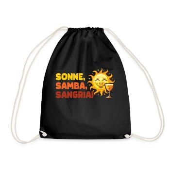 "Sonne, Samba, Sangria!" / Malle Design - Turnbeutel - Schwarz - Vorne