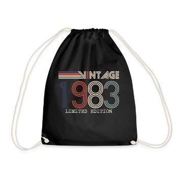 Jahrgang 1983 Jubiläumsgeschenk - Jahrgang 1983 - Turnbeutel - Schwarz - Vorne