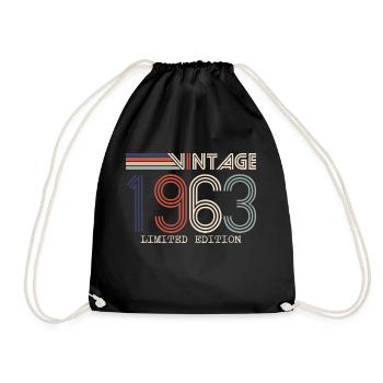 Jahrgang 1963 Jubiläumsgeschenk - Jahrgang 1963 - Turnbeutel - Schwarz - Vorne