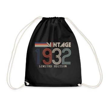 Vintage 1932 Anniversary Gift - Vintage 1932 - Drawstring Bag - black - Front