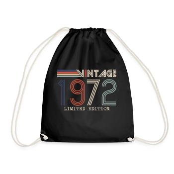 Jahrgang 1972 Jubiläumsgeschenk - Jahrgang 1972 - Turnbeutel - Schwarz - Vorne