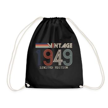 Vintage 1949 Anniversary Gift - Vintage 1949 - Drawstring Bag - black - Front