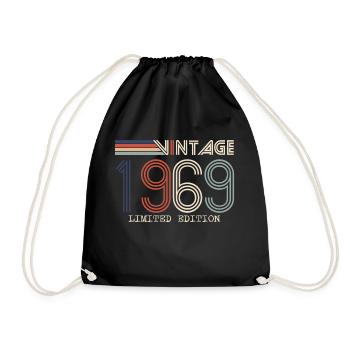 Jahrgang 1969 Jubiläumsgeschenk - Jahrgang 1969 - Turnbeutel - Schwarz - Vorne