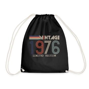 Jahrgang 1976 Jubiläumsgeschenk - Jahrgang 1976 - Turnbeutel - Schwarz - Vorne
