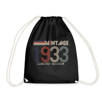 Jahrgang 1933 Jubiläumsgeschenk - Jahrgang 1933 - Turnbeutel - Schwarz - Vorne