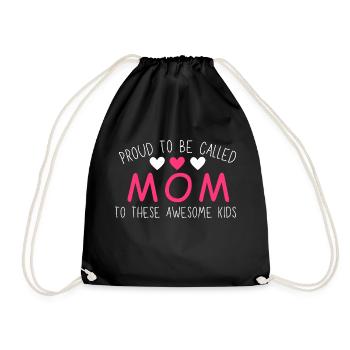 Proud Mom Kids Names Custom - Turnbeutel - Schwarz - Vorne