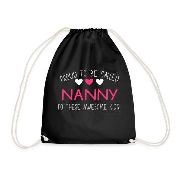 Nounou fière avec petits-enfants noms personnalisés - Sac de sport léger - noir - Devant