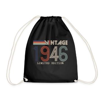 Jahrgang 1946 Jubiläumsgeschenk - Jahrgang 1946 - Turnbeutel - Schwarz - Vorne