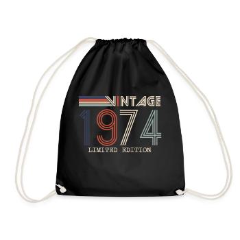 Jahrgang 1974 Jubiläumsgeschenk - Jahrgang 1974 - Turnbeutel - Schwarz - Vorne
