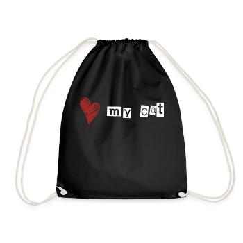 Love my cat - Drawstring Bag - black - Front