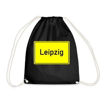 ortsschild leipzig - Turnbeutel - Schwarz - Vorne