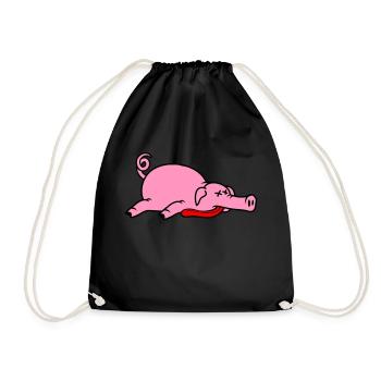 Grillon de porc mort inconscient mangeant de la viande - Sac de sport léger - noir - Devant