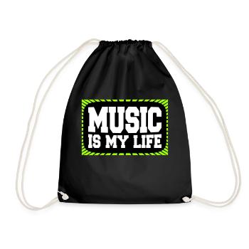 Music Is My Life Musik Ist Mein Leben Liebe Spruch - Drawstring Bag - black - Front