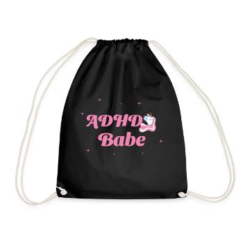 ADHD Babe - neuro affirming - Drawstring Bag - black - Front