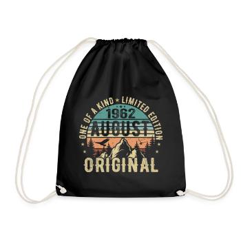 August 1962 - Born in August 1962 - Birthday - Drawstring Bag - black - Front