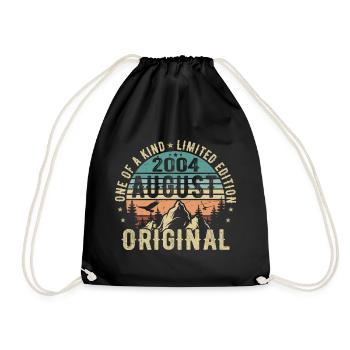 August 2004 - Born in August 2004 - Birthday - Drawstring Bag - black - Front