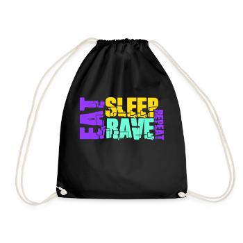 Eat Sleep Rave Repeat Logo Party Music Repeat - Drawstring Bag - black - Front