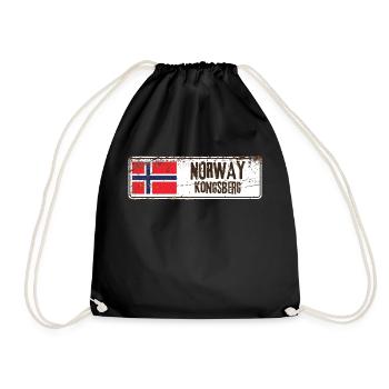 Kongsberg Norwegen Flagge - Turnbeutel - Schwarz - Vorne