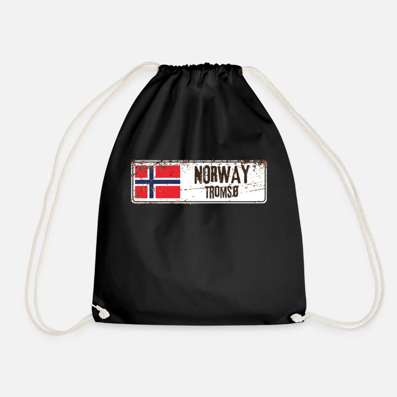 Tromso Norway - Drawstring Bag - black