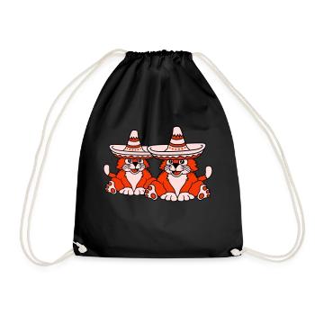 2 Sombrero Hat Chats Amis de la culture mexicaine - Sac de sport léger - noir - Devant