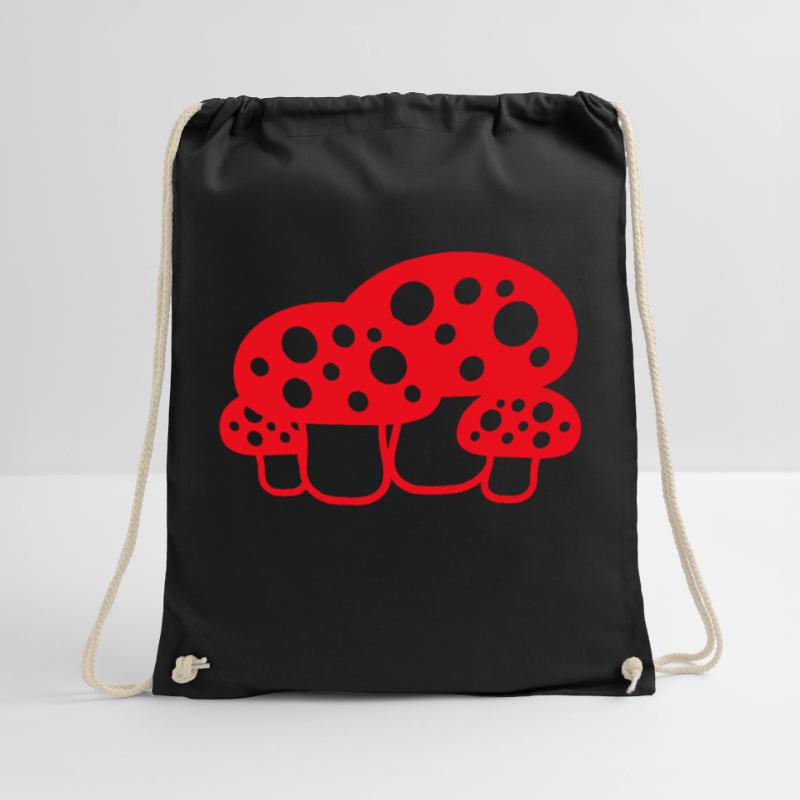 Many Mushrooms Red Dots Pattern Toadstool Fungus Drawstring Bag