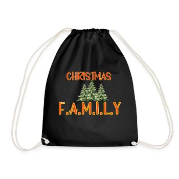 Christmas F.A.M.I.L.Y Graphic Tee - Drawstring Bag - black - Front
