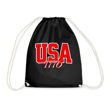 American USA Freedom Justice Fighter Abe 1776 - Turnbeutel - Schwarz - Vorne