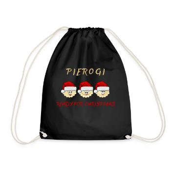 Pierogi Ready For Christmas Happy Pierogi - Drawstring Bag - black - Front