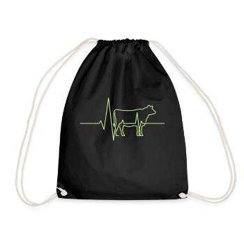 t Cow Farmer Heartbeat - Drawstring Bag - black - Front
